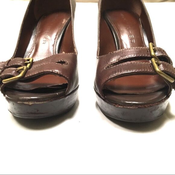 Marc Fisher Vertigo open toe double buckle heels 8 - Picture 7 of 13